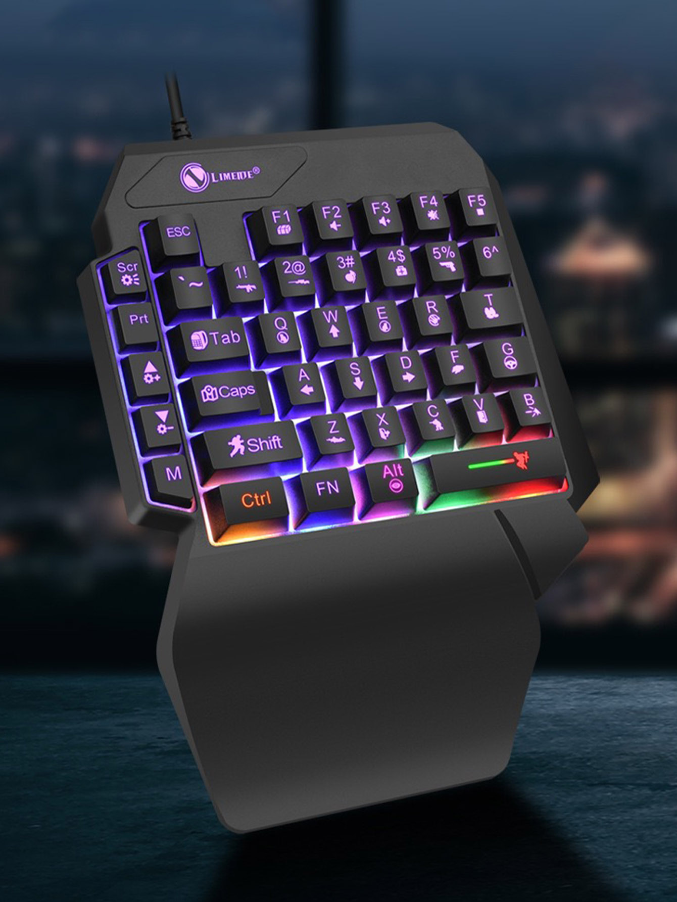 Gaming Keyboard Half - Mechanical One-Handed Light Game Wired Keyboard,