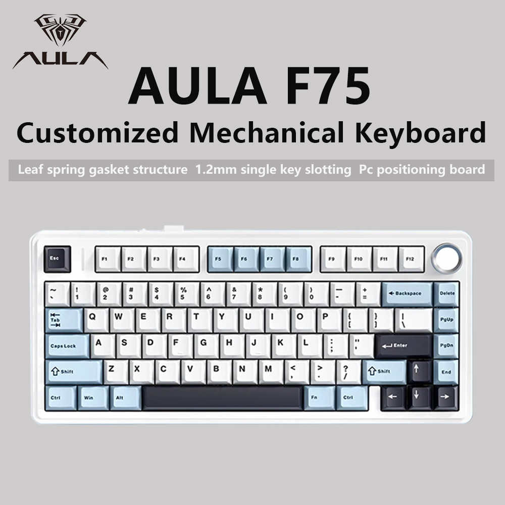 Keyboard Gaming Transparent - AULA F75 2.4G Wireless/Bluetooth/Wired Gaming Mechanical