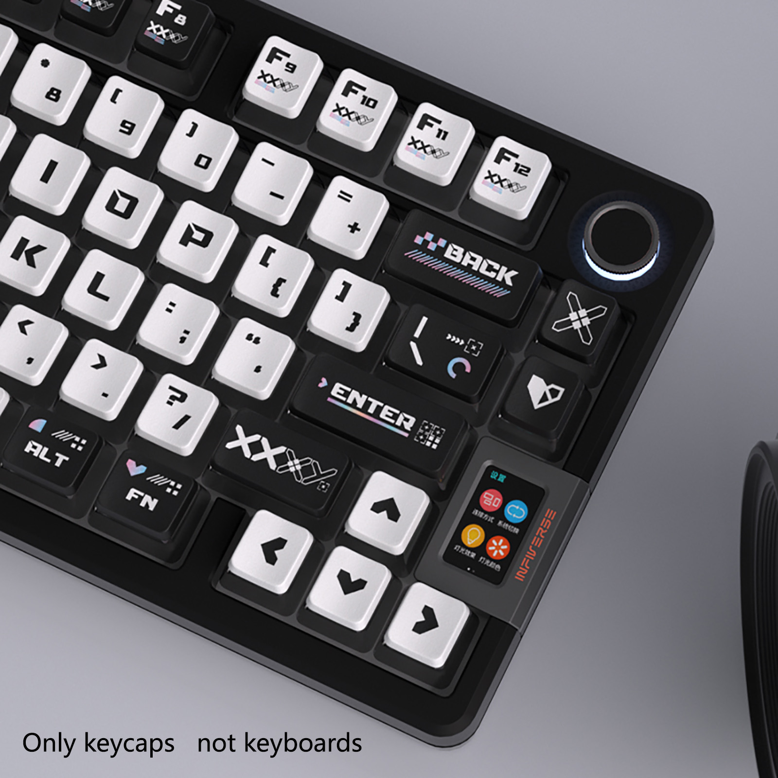 Keyboard Gaming Transparent - 122 Keys Black White Pudding Theme