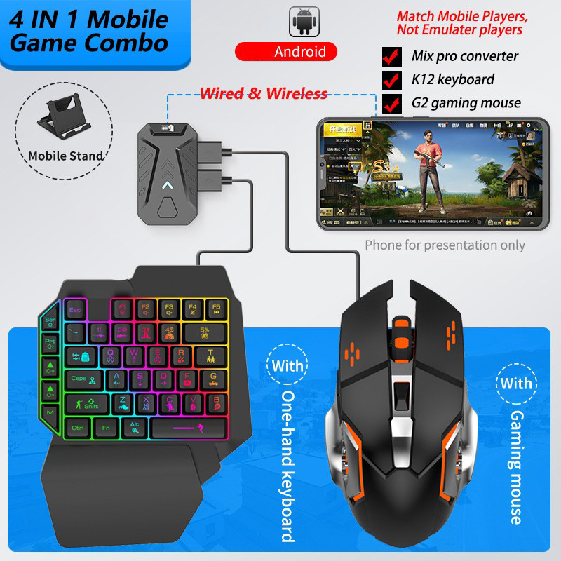 Gaming Keyboard Half - Mobile Games Converter Gaming Keyboard and