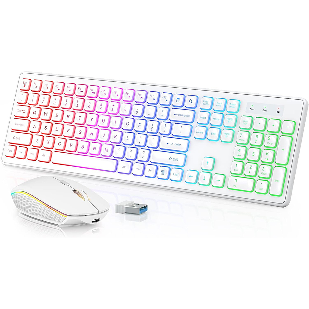 Gaming Keyboard Bundle - Backlit Wireless Keyboard and Mouse,Quiet Light