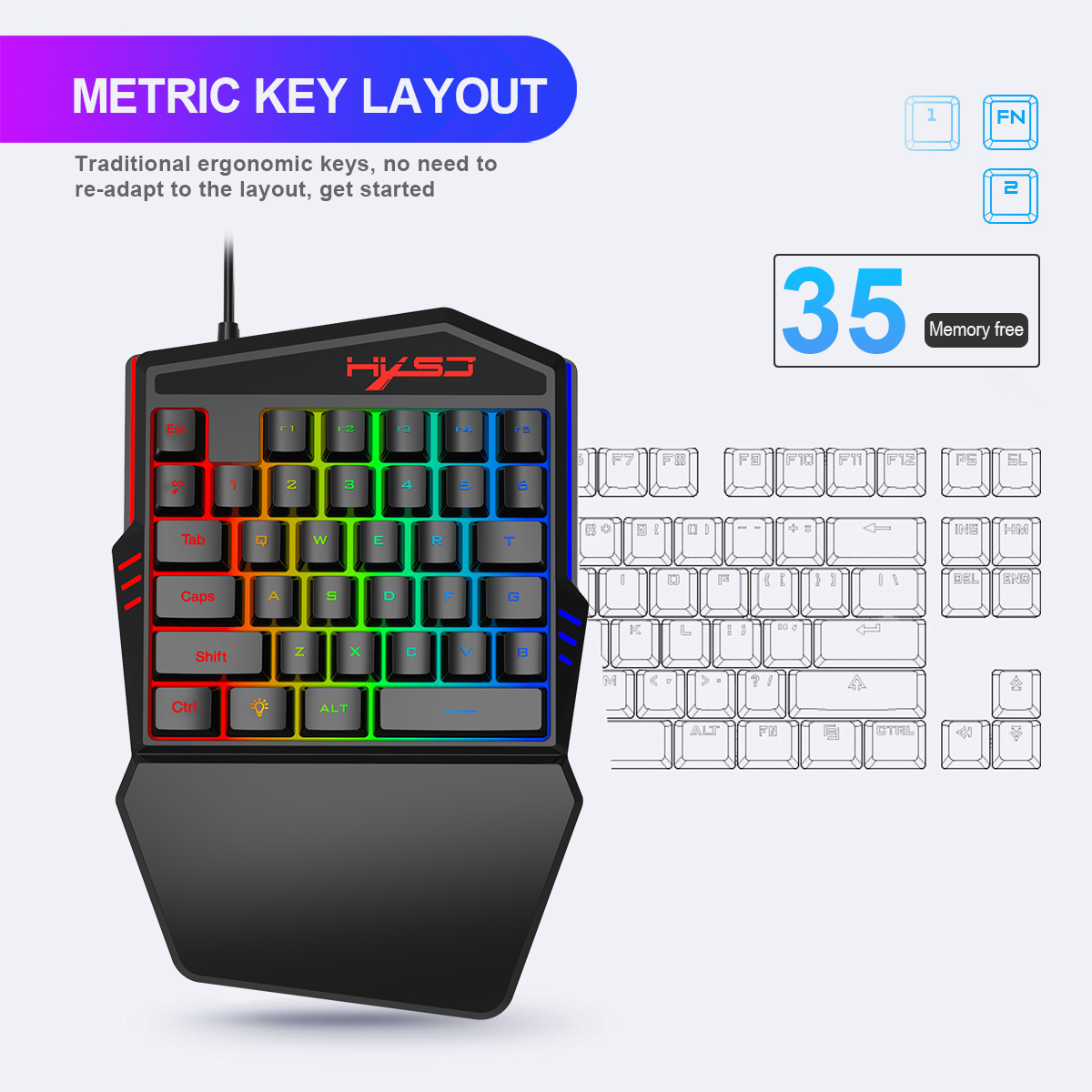 HXSJ V100 V100-2 35 Key Gaming - Gaming Keyboard Half 评论和价格