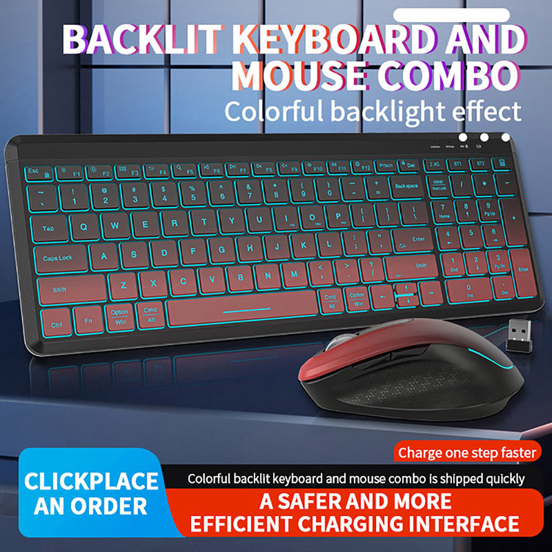 RGB Backlit Silent Wireless Ke - Gaming Keyboard Bundle 评论和价格