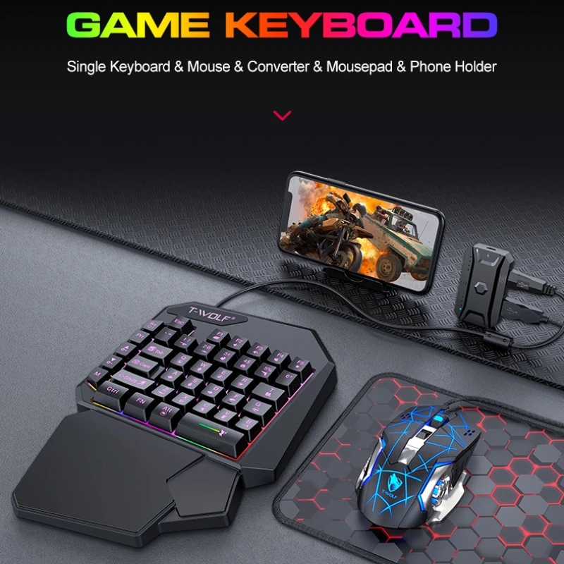 T-WOLF TF900 One Handed Keyboa - Gaming Keyboard Half 评论和价格