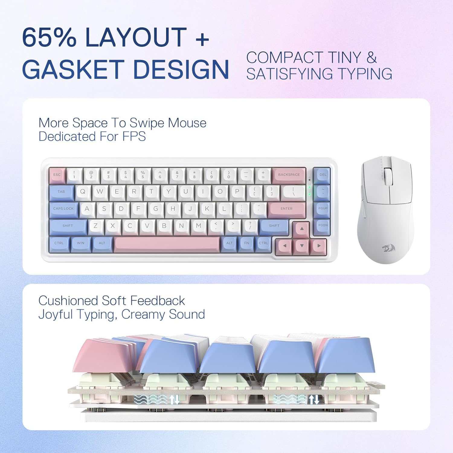 Redragon K709 PRO 65% Wireless - Gaming Keyboard No Noise 评论和价格