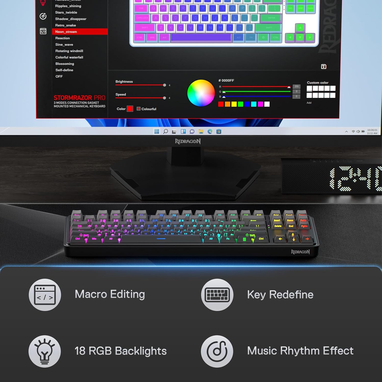 Redragon K707 PRO GB 80% Gaske - Gaming Keyboard No Noise 评论和价格